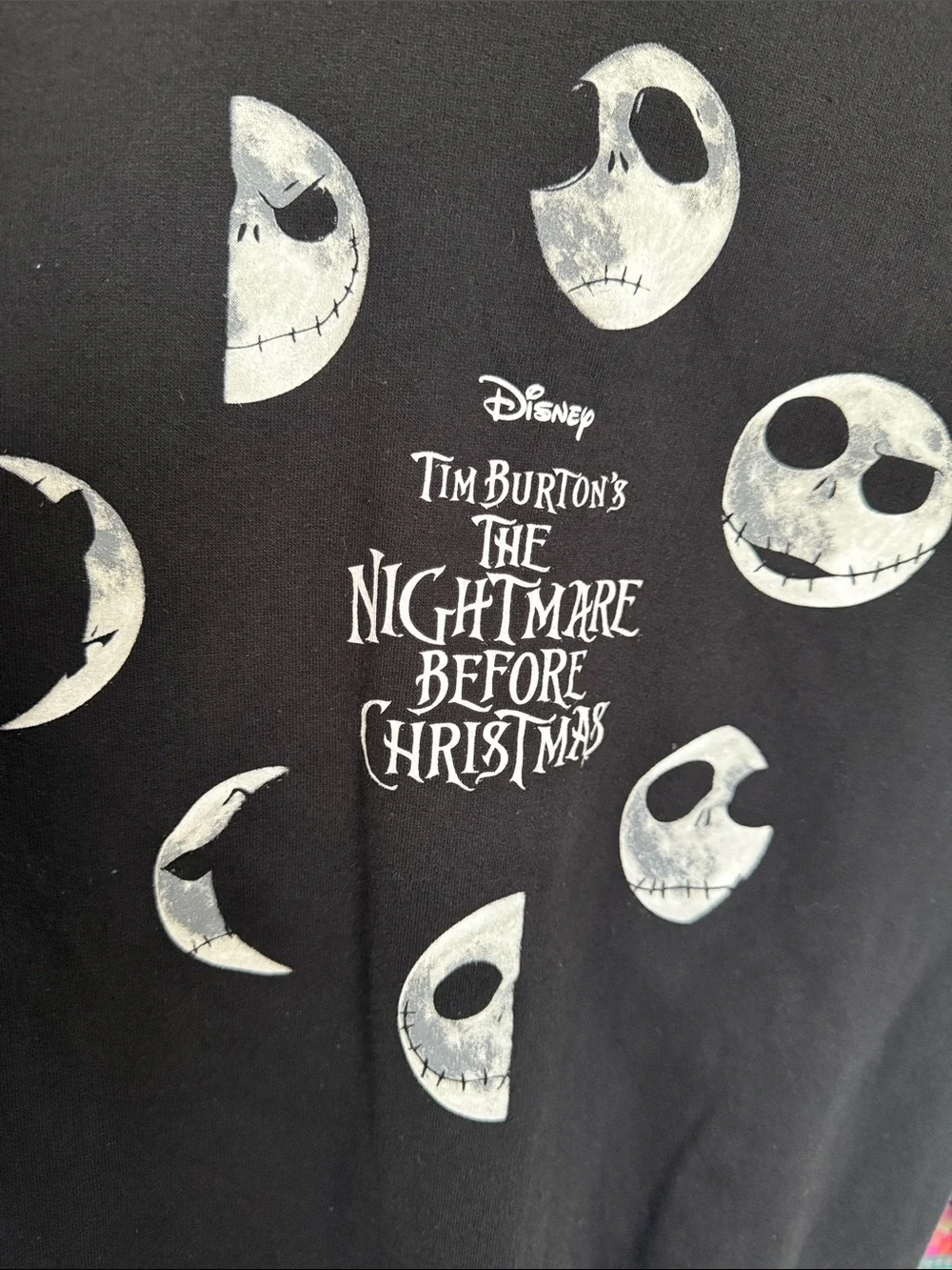 Disney Black Crewneck Sweater The Nightmare Before Christmas Jack Faces